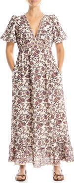 MAX STUDIO Flutter Sleeve Empire Waist Maxi Dress