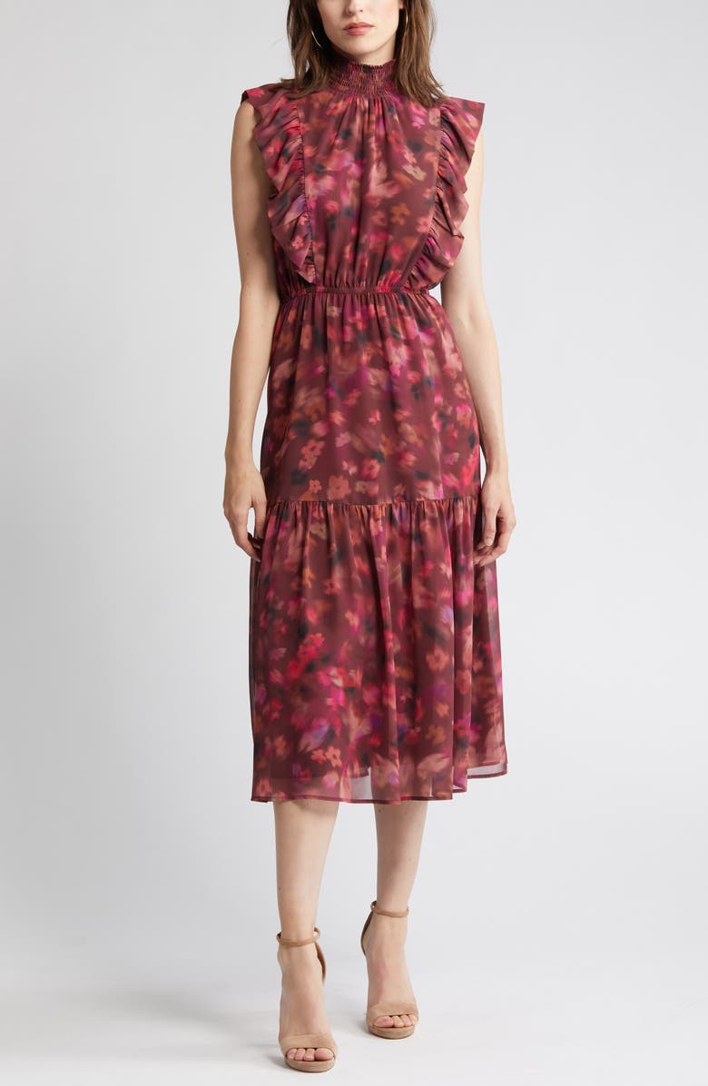 Steve Madden Anna Floral Mock Neck Midi Dress, Alternate, color,
