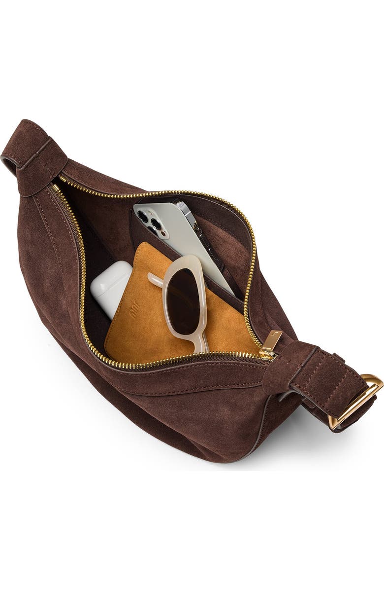 July Juliette Suede Luna Bag, Alternate, color, Espresso