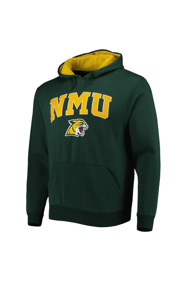 Men's Colosseum Green Northern Michigan Wildcats Arch & Logo 3.0 Pullover Hoodie, Alternate, color, Green