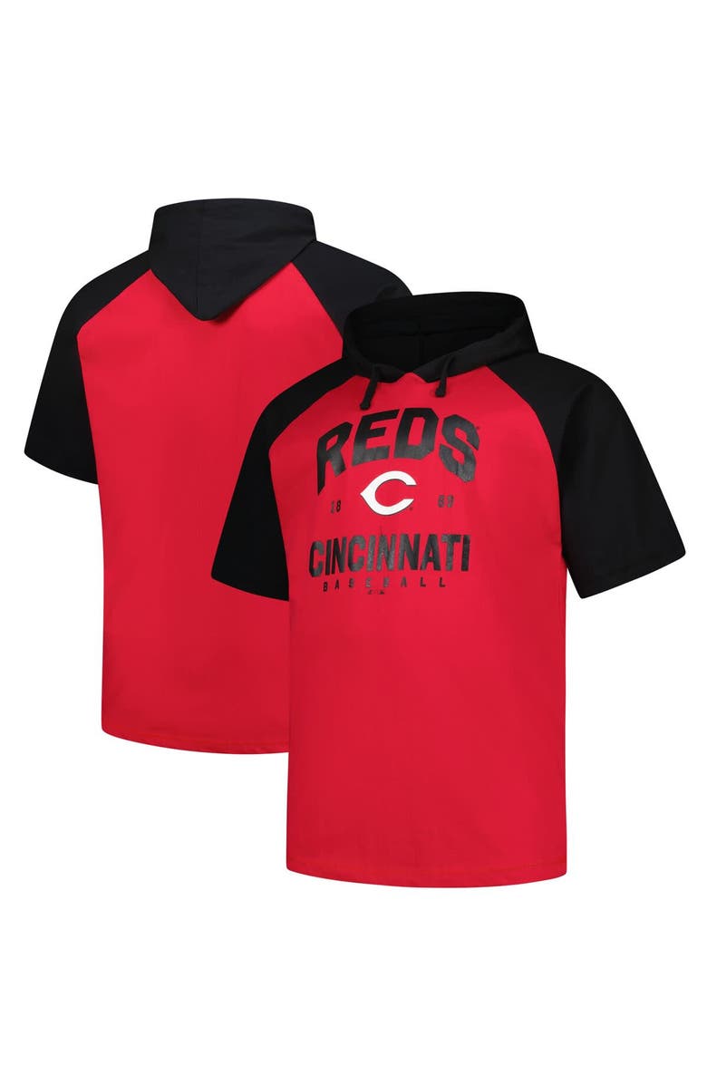 PROFILE Men's Profile Red Cincinnati Reds Big & Tall Short Sleeve Pullover Hoodie, Main, color, 