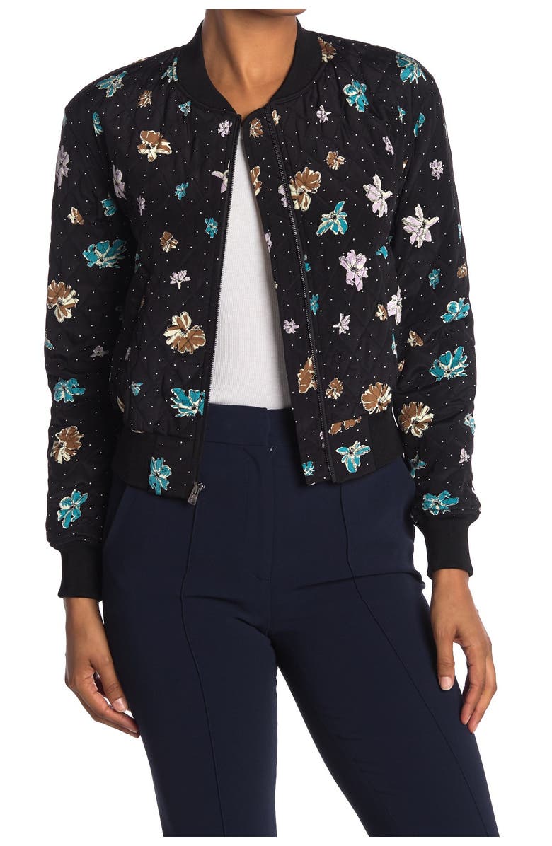 Diane von Furstenberg Caitlyn Printed Silk Bomber Jacket, Main, color, 