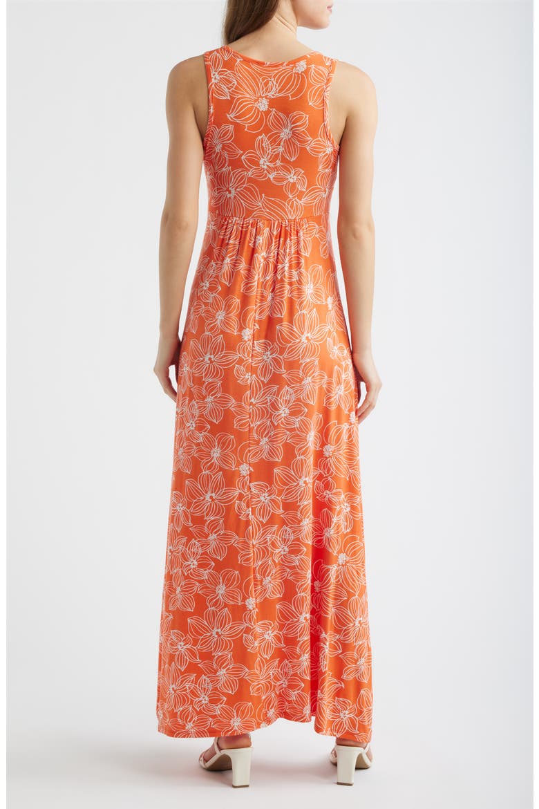 Floral Sleeveless Jersey Maxi Dress, Alternate, color, TANGERINE