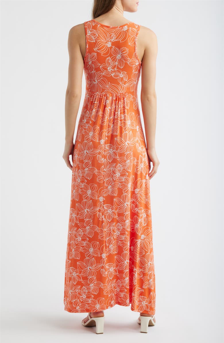 Loveappella Floral Sleeveless Jersey Maxi Dress, Alternate, color, Tangerine