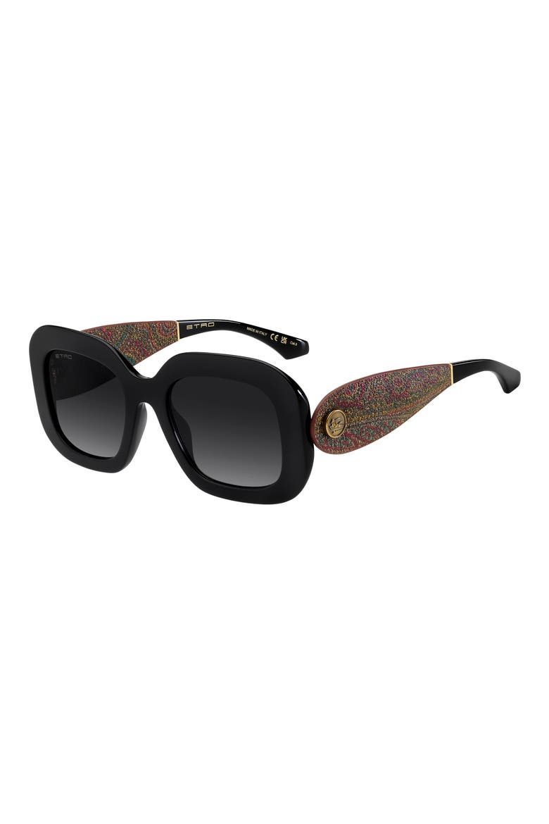 52mm Gradient Rectangular Sunglasses, Alternate, color, BLACK/ DARK GREY