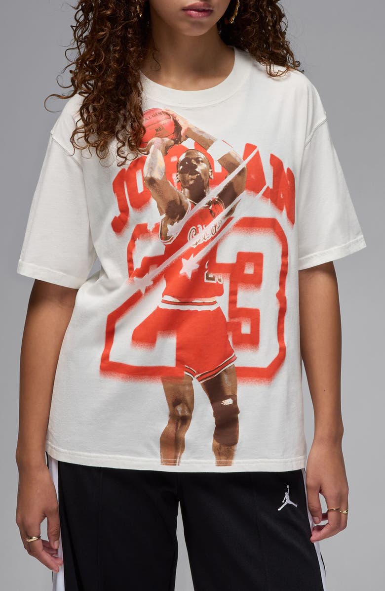 Jordan Shooting Threes Graphic T-Shirt, Main, color, Sail