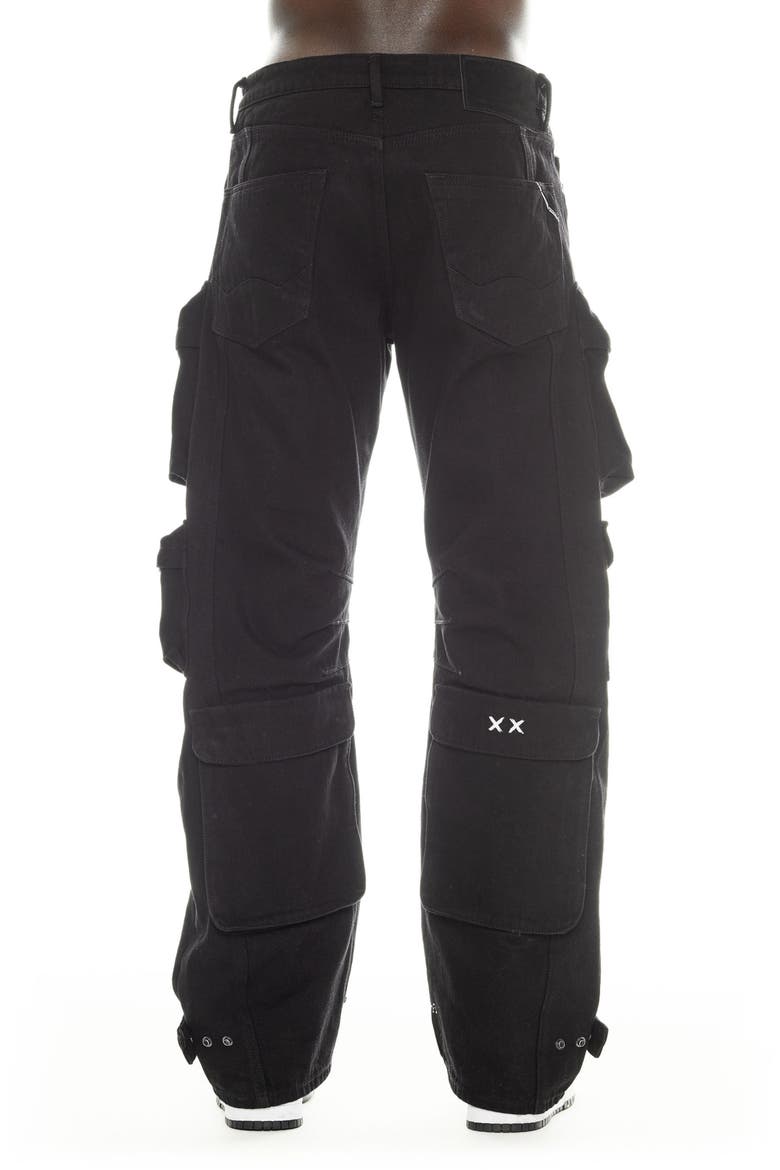 Grunge Nonstretch Baggy Cargo Jeans, Alternate, color, BLACK TWILL