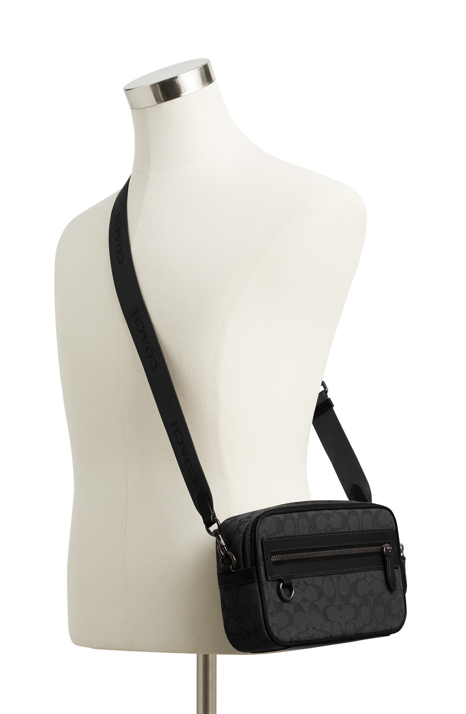 COACH Theo Signature Jacquard & Leather Camera Bag, Alternate, color, 