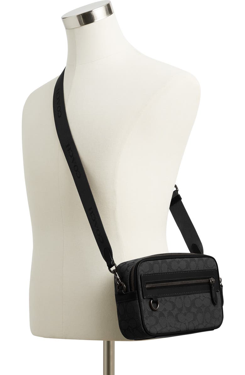 COACH Theo Signature Jacquard & Leather Camera Bag, Alternate, color,