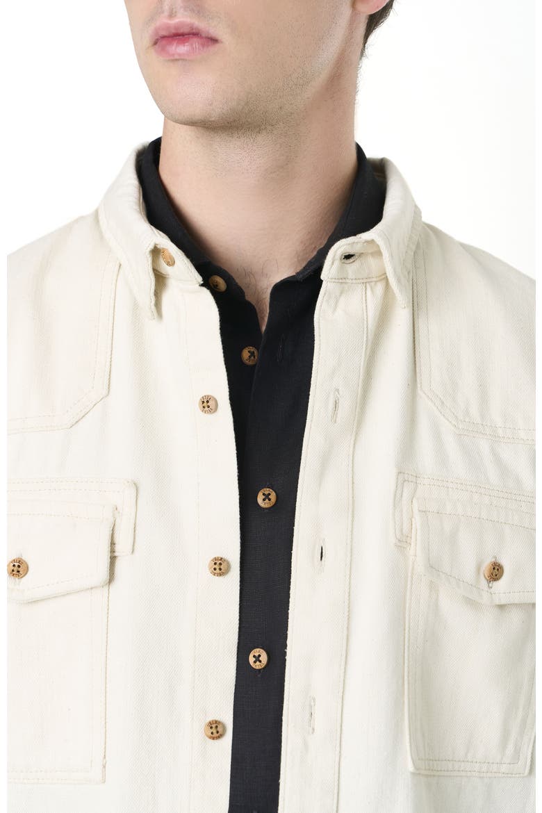 Elon Long-Sleeve Semi-Fitted Overshirt, Alternate, color, White