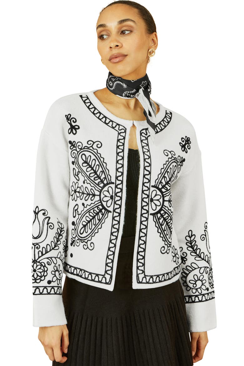 Knitted Folk Edge To Edge Cardi, Main, color, Ivory