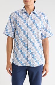 Tommy Bahama Nova Wave Sunnyside Palms Short Sleeve Seersucker Button-Up Shirt
