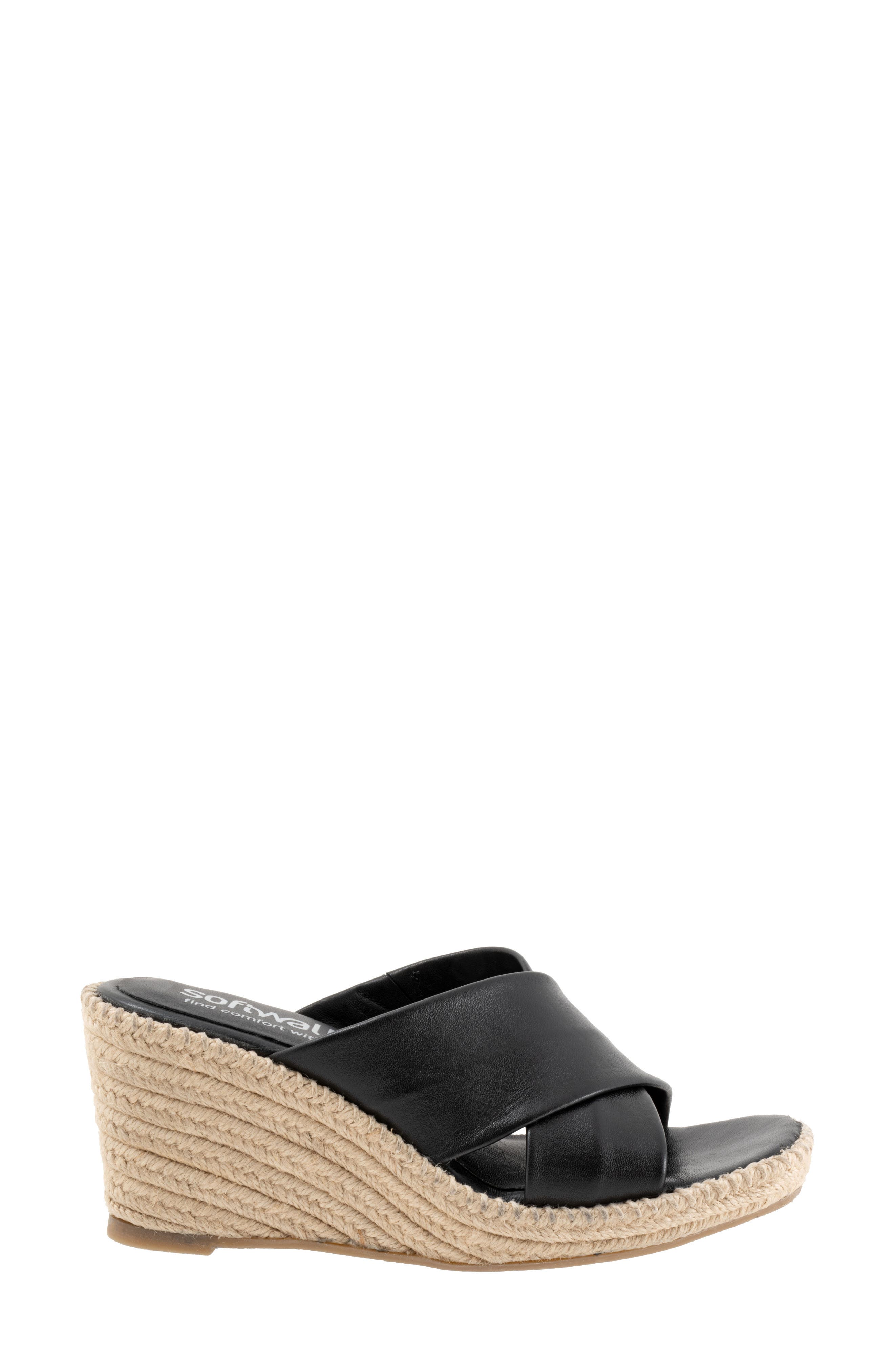 SoftWalk<sup>®</sup> Hastings Espadrille Platform Wedge Slide Sandal, Alternate, color, Black