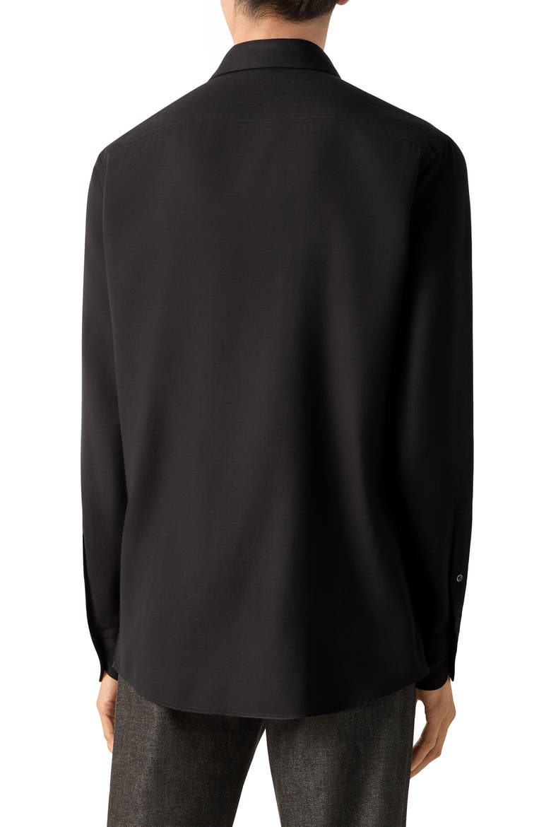 Cashco Cashmere & Cotton Button-Up Shirt, Alternate, color, BLACK
