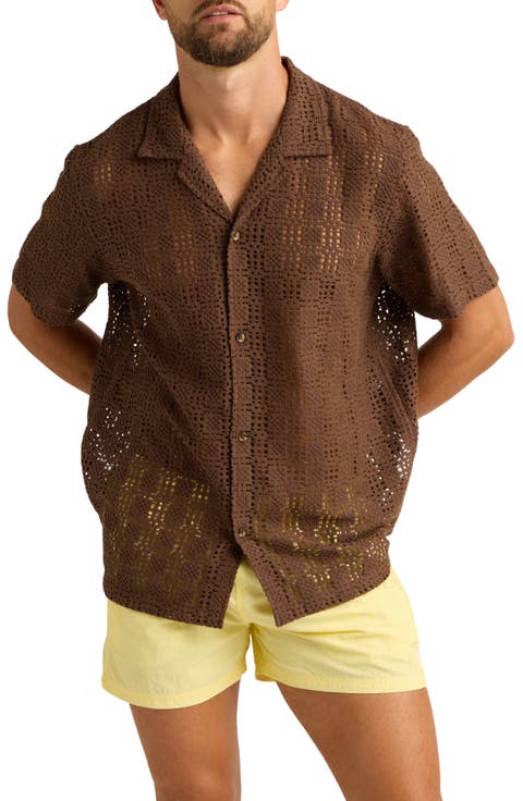 Alex Raschel Square Knit Camp Shirt