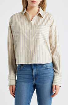 Molly Stripe Crop Cotton Button-Up Shirt