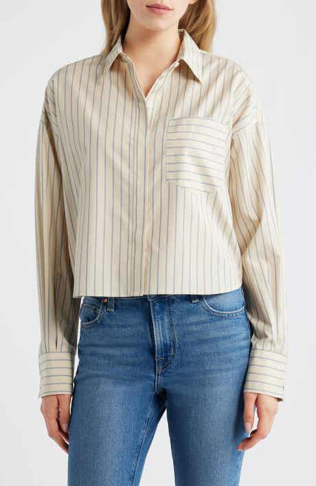 Molly Stripe Crop Cotton Button-Up Shirt