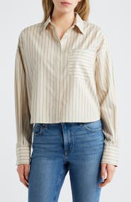 rag & bone Molly Stripe Crop Cotton Button-Up Shirt