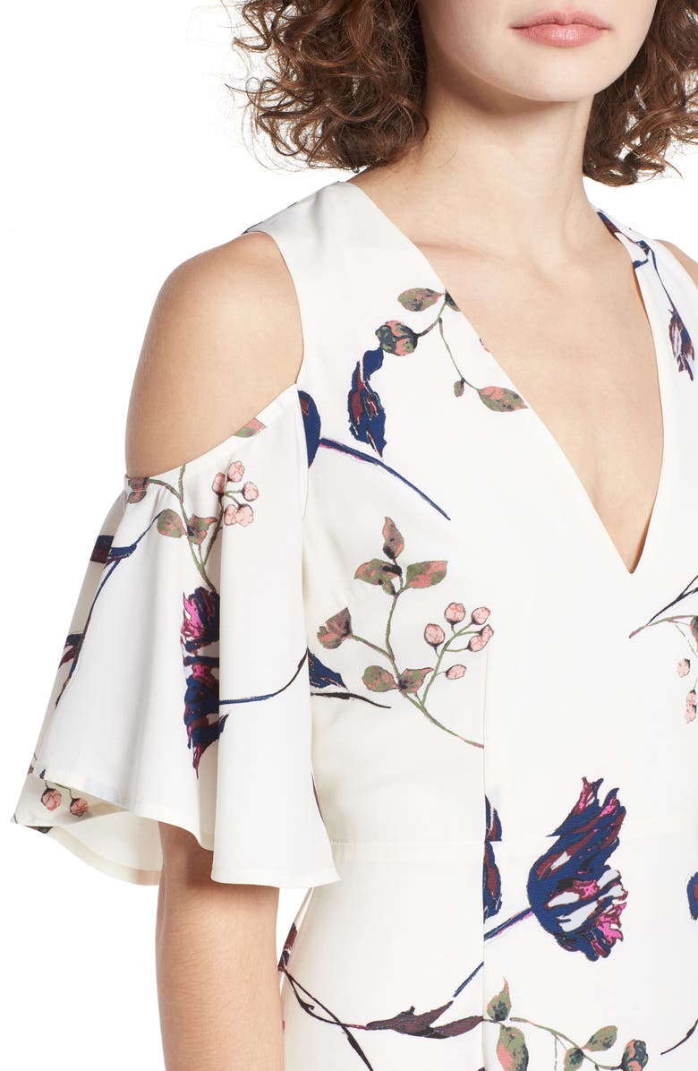 Leith Flutter Sleeve Cold Shoulder Dress, Alternate, color,