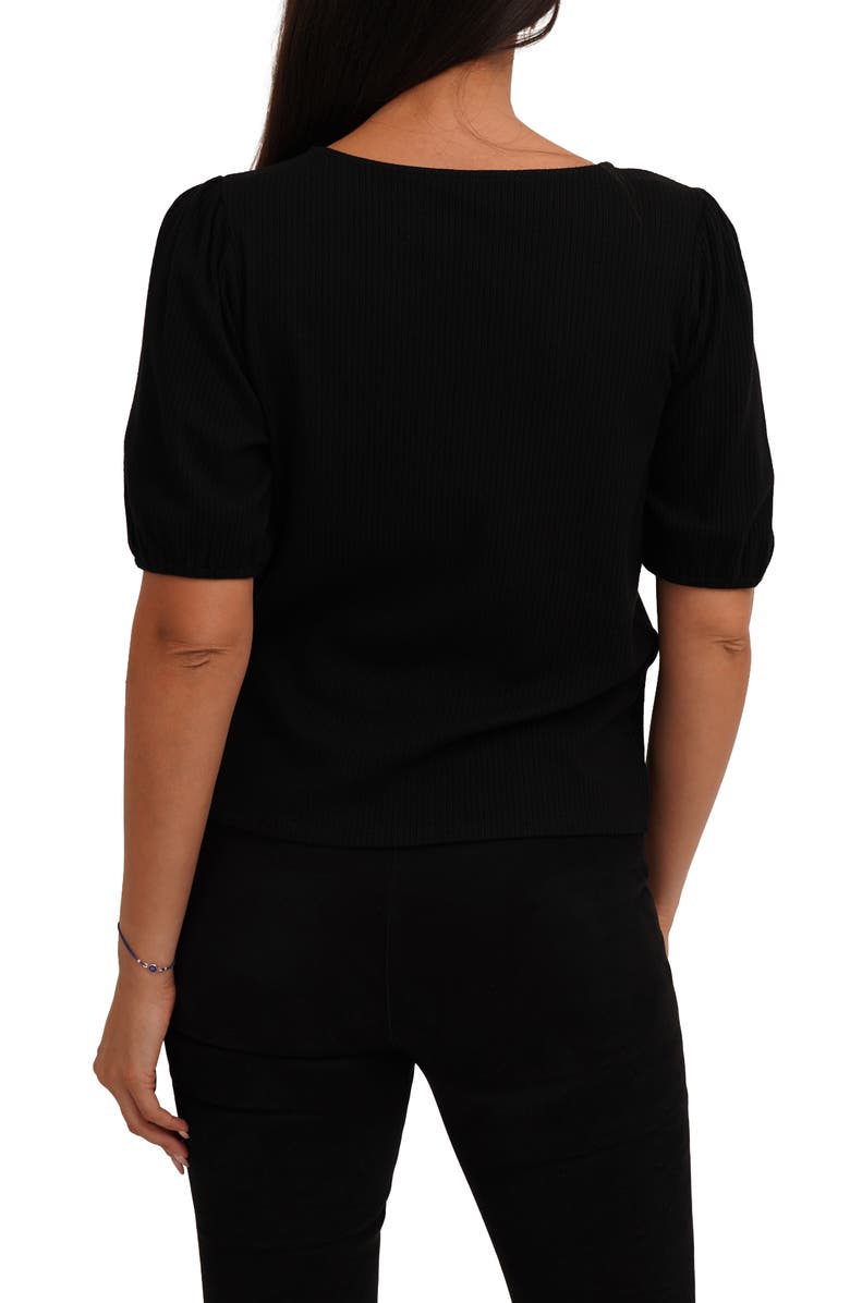 CYRUS Bow Tie Front Short Sleeve Top, Alternate, color, Black
