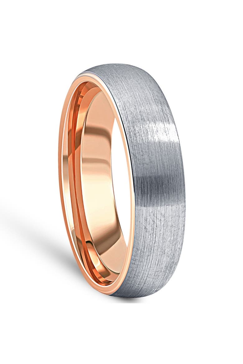 Men's Brushed Tungsten & Gold Plated Two Tone 6mm Ring Wedding Band, Alternate, color, Tungsten