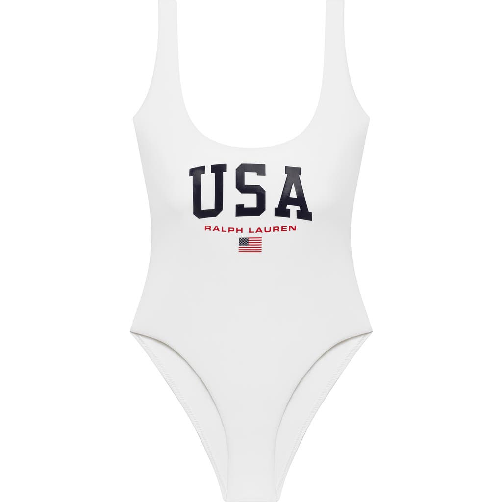 Polo Ralph Lauren Scoop One-piece Swimsuit In White