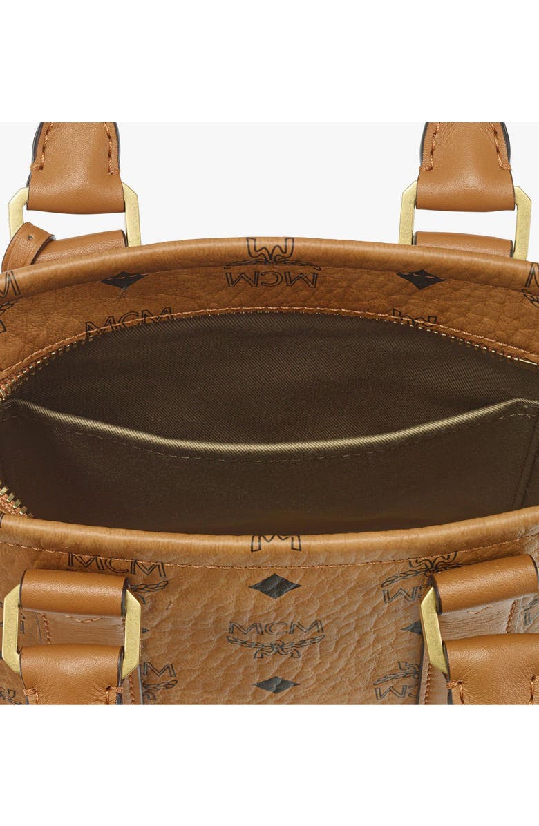 MCM Aren N/S Tote in Visetos, Alternate, color, Cognac