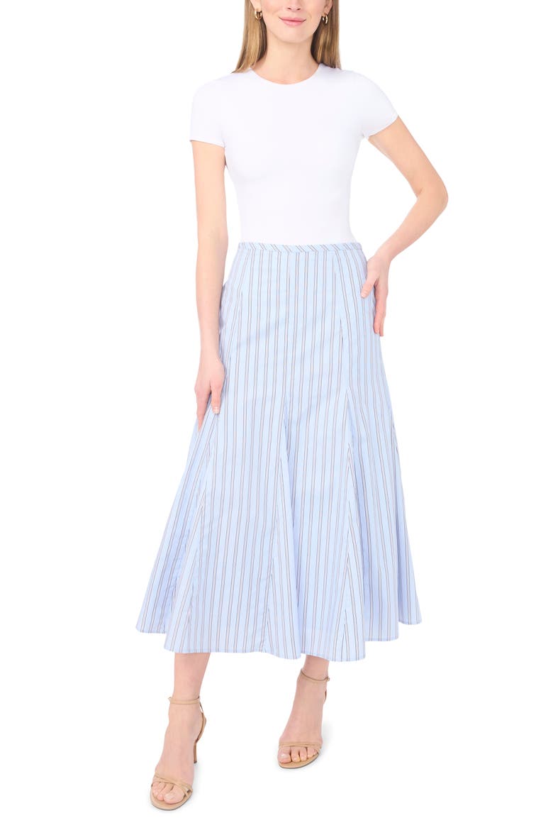Godet Hem Poplin Midi Skirt, Alternate, color, XENON BLUE