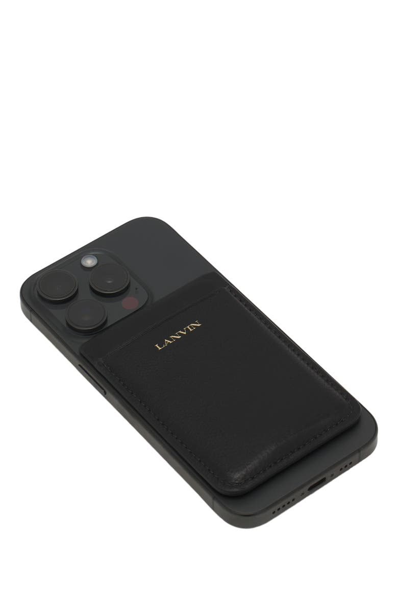 Lanvin Magnetic Leather Cardholder, Alternate, color, Black