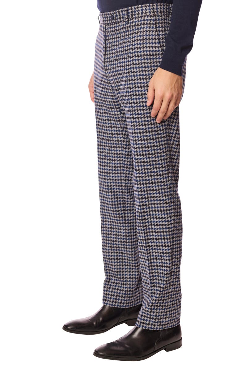 PAISLEY & GRAY Downing Slim Fit Flat Front Houndstooth Dress Pants, Alternate, color, Blue Black Houndstooth
