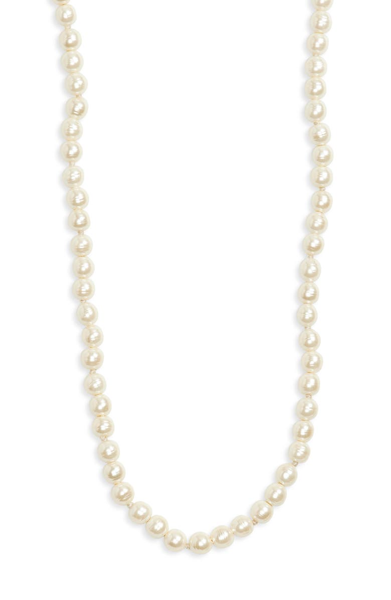 Valentino Garavani Oval Faux Pearl Necklace, Main, color, Oro/Nero/Crystal/Cream