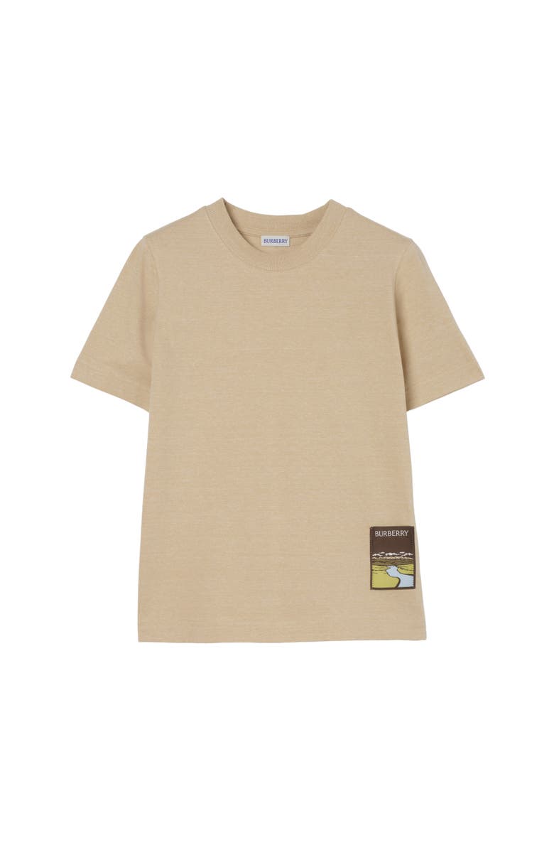 Burberry Landscape Label Cotton T-shirt, Alternate, color, Dune Beige Melange