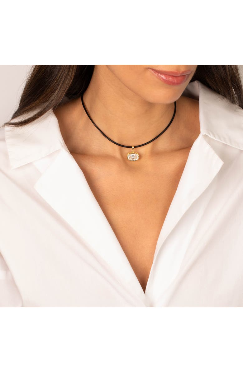 BY ADINA EDEN CZ Oval Bezel Charm & Rope Chain Choker Necklace, Alternate, color,