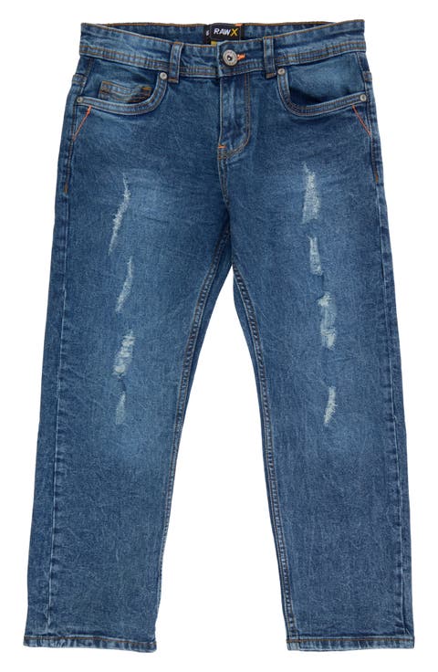 Kids' Raw X Rip & Repair Distressed Neon Stitch Jeans (Big Kid)