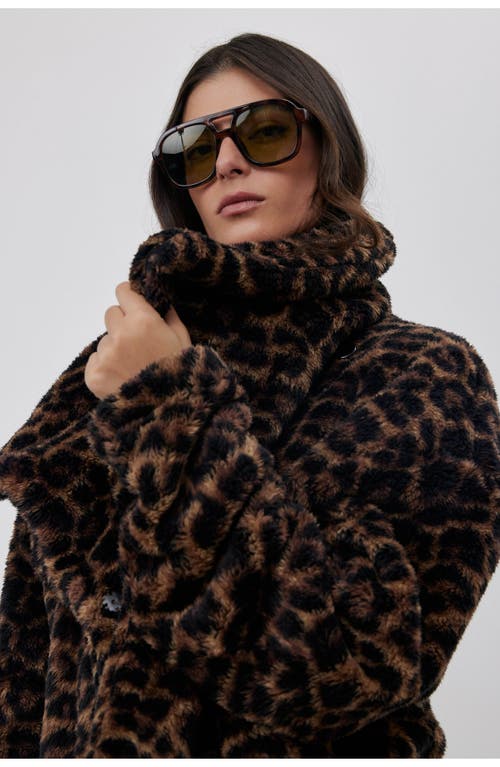 Gottex Beach Life The Leopard Button-up Cozy Coat In Gray