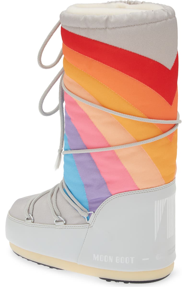 Moon Boot<sup>®</sup> Kids' Rainbow Print Icon Water Repellent Moon Boot<sup>®</sup>, Alternate, color,
