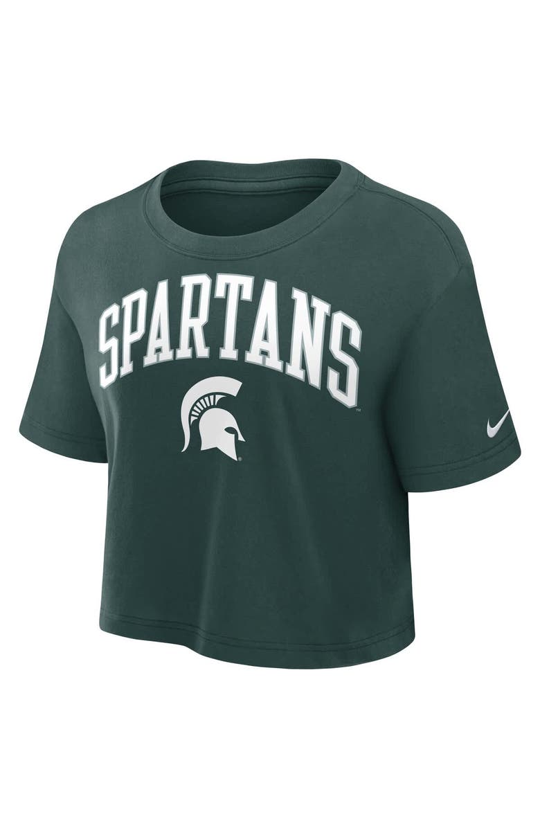 Nike Women's Nike Green Michigan State Spartans Power Pursuit Athletic Prep Arch Performance Cropped T-Shirt, Alternate, color, 