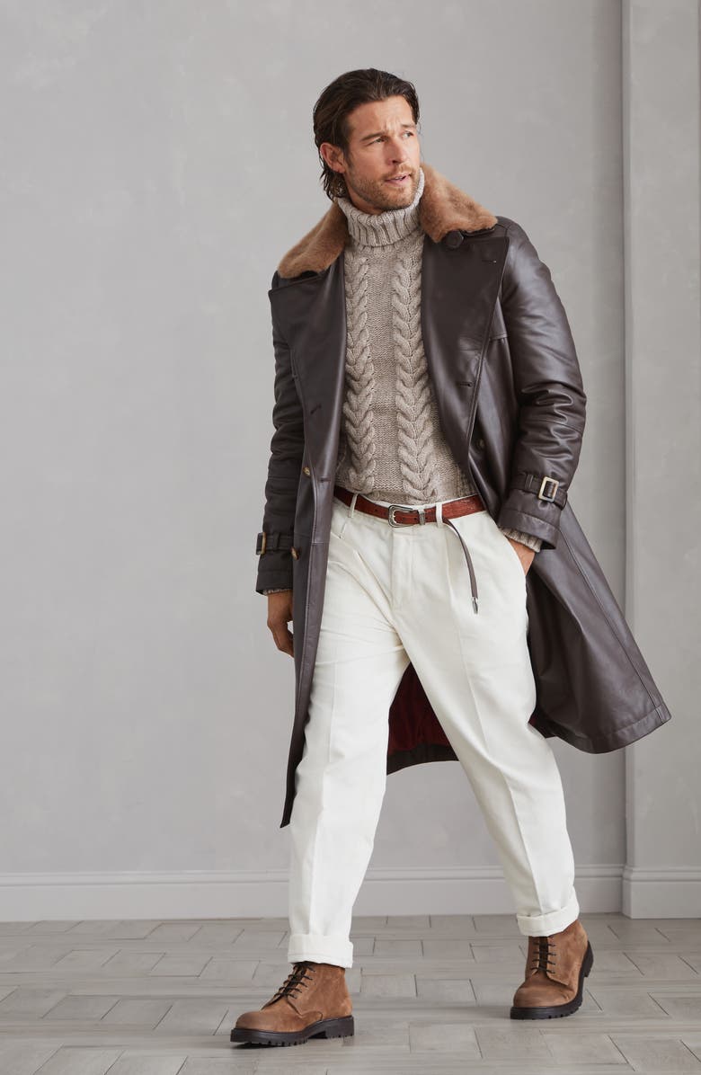 Brunello Cucinelli Padded calfskin trenchcoat, Alternate, color, 