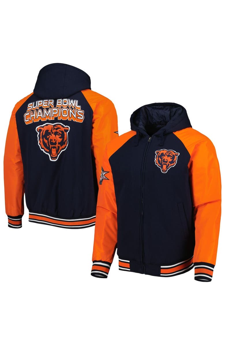 G-III SPORTS BY CARL BANKS Men's G-III Sports by Carl Banks Navy Chicago Bears Defender Raglan Full-Zip Hoodie Varsity Jacket, Main, color, Navy