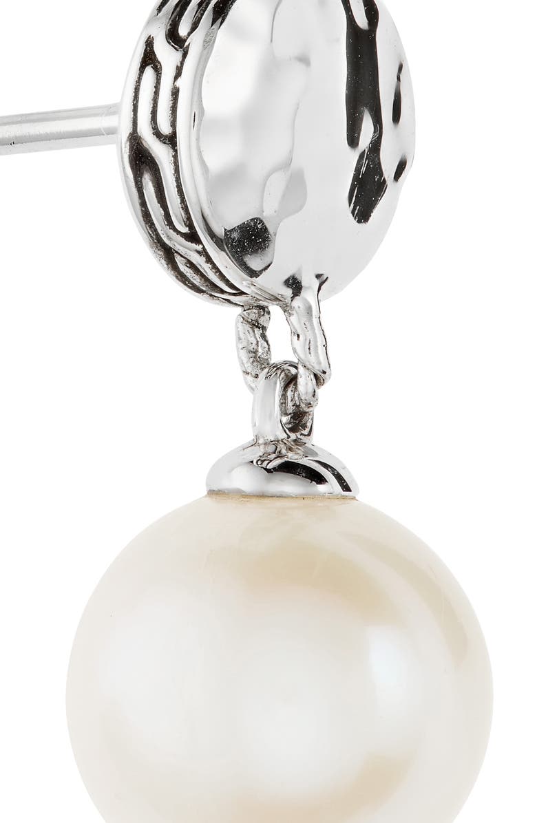 John Hardy Hammered Dot Pearl Drop Earrings, Alternate, color, White