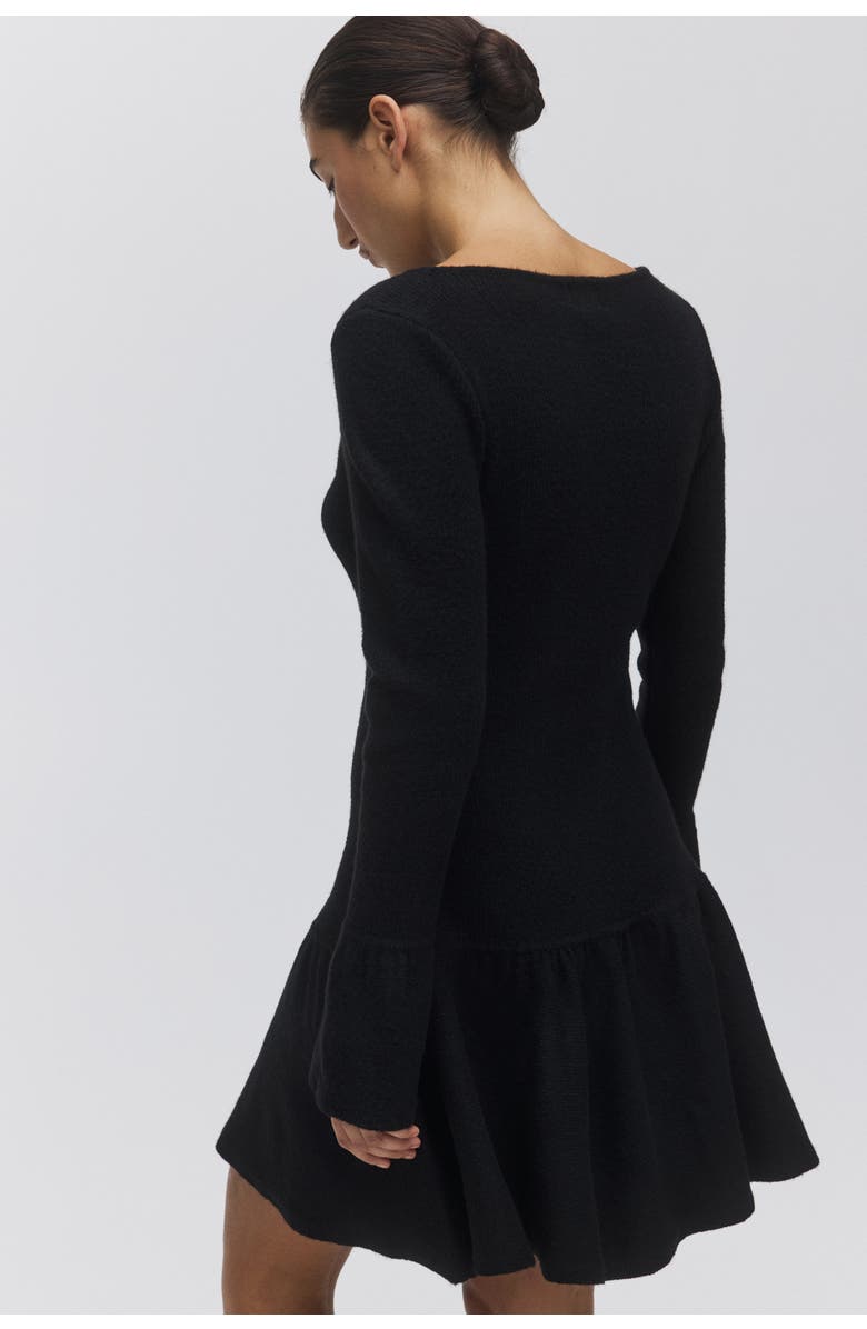 H&M Flounced Rib-knit Dress, Alternate, color, Black