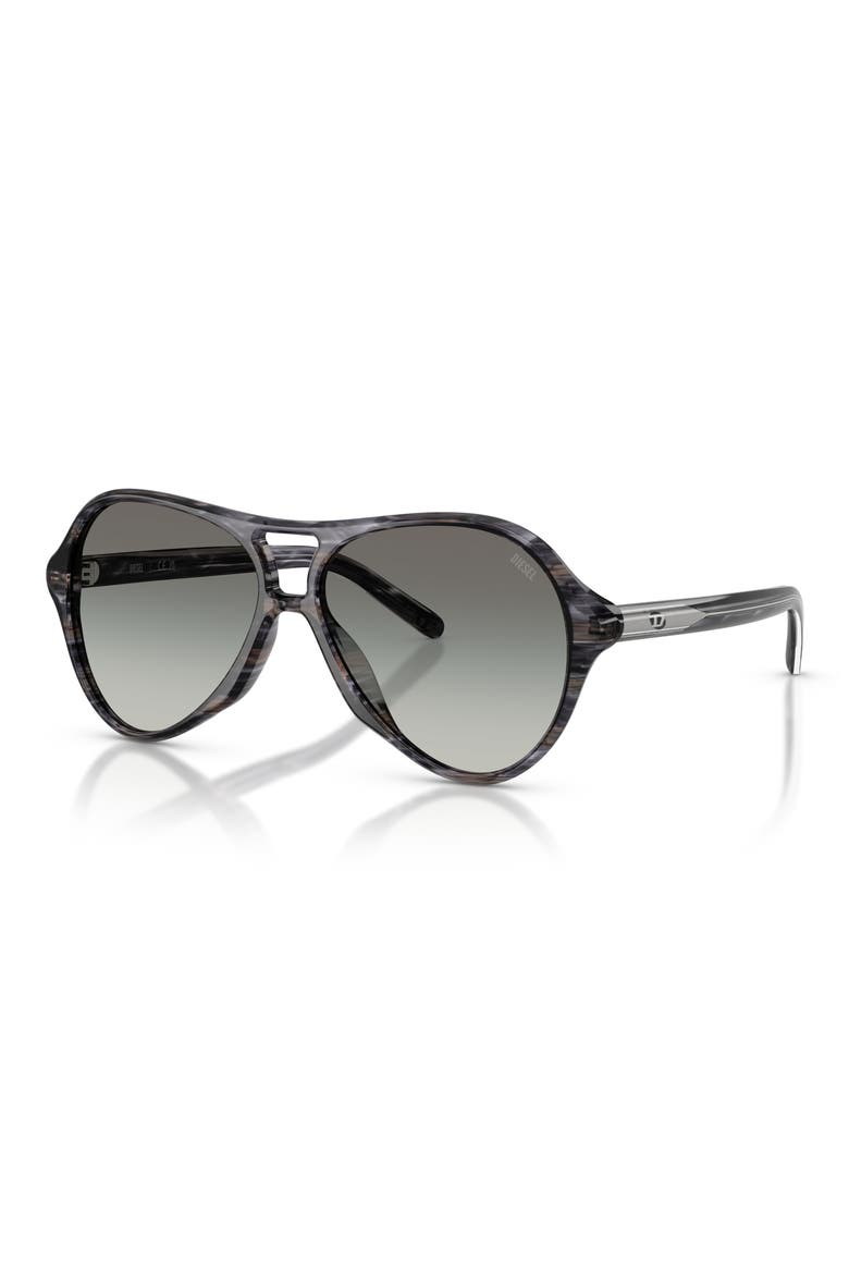 57mm Gradient Pilot Sunglasses, Alternate, color, STRIATED GREY / GRADIENT GREY