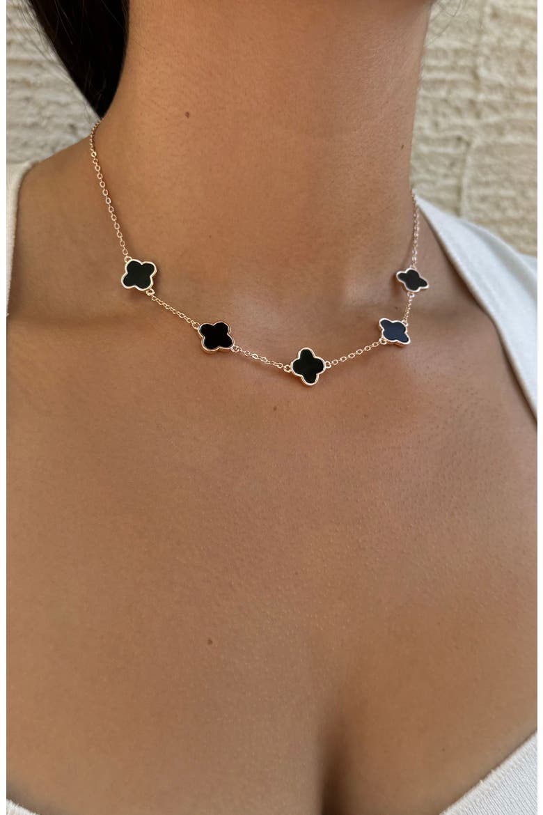Clover Station Necklace, Alternate, color, PINK-BLACK