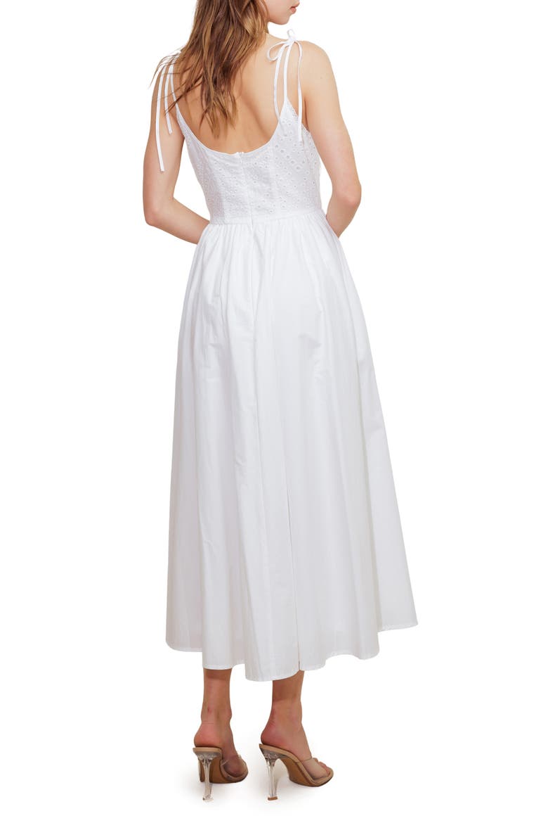 Eyelet Tie Strap Maxi Dress, Alternate, color, WHITE