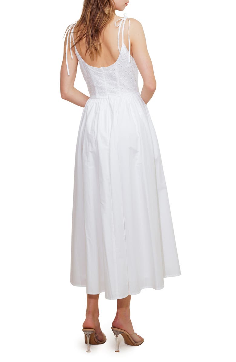 FREEMARKET Eyelet Tie Strap Maxi Dress, Alternate, color, White