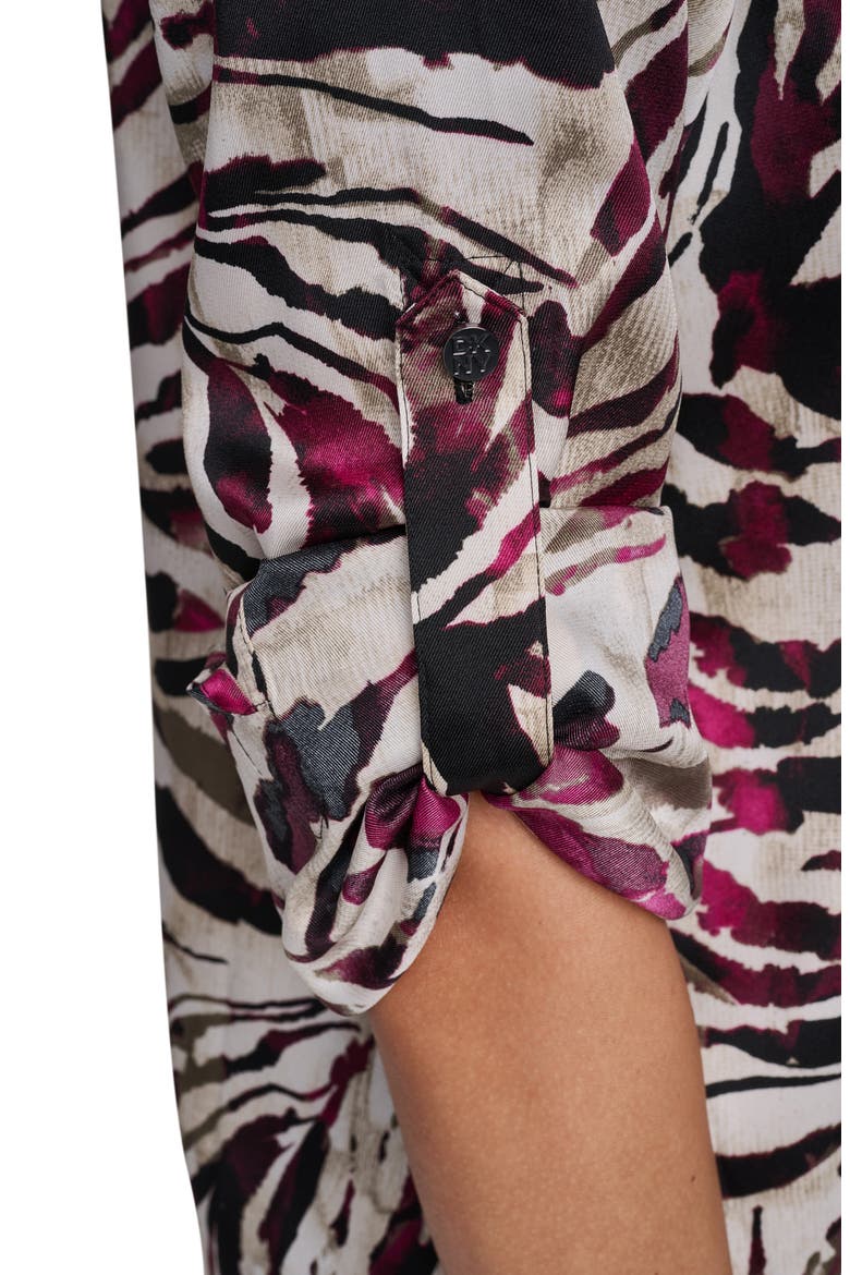 Print Roll Tab Button Shirt, Alternate, color, RASPBERRY ANIMAL