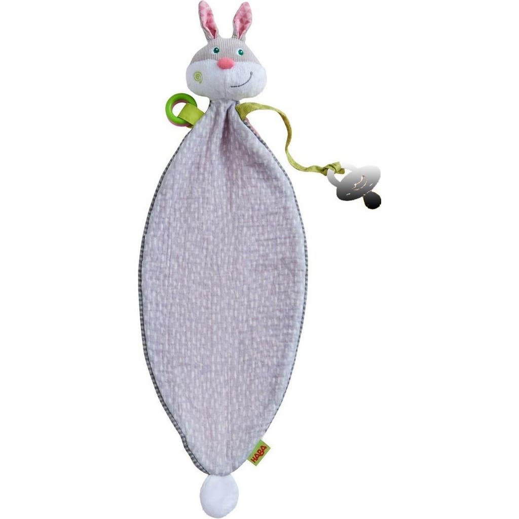 HABA Bunny Hops Baby Blanket and Crinkle Toys for New Baby Gifts and First Easter Gift Ideas, Pacifier Holder Rabbit Toys in Multi  product