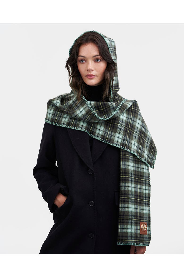 Green Check Hooded Scarf, Alternate, color, Emerald Green
