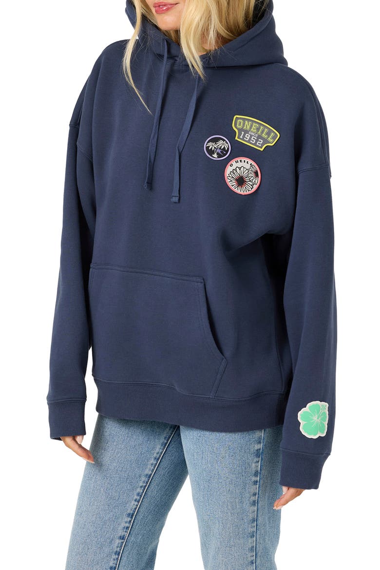 Patches Oversized Hoodie, Alternate, color, NAVY
