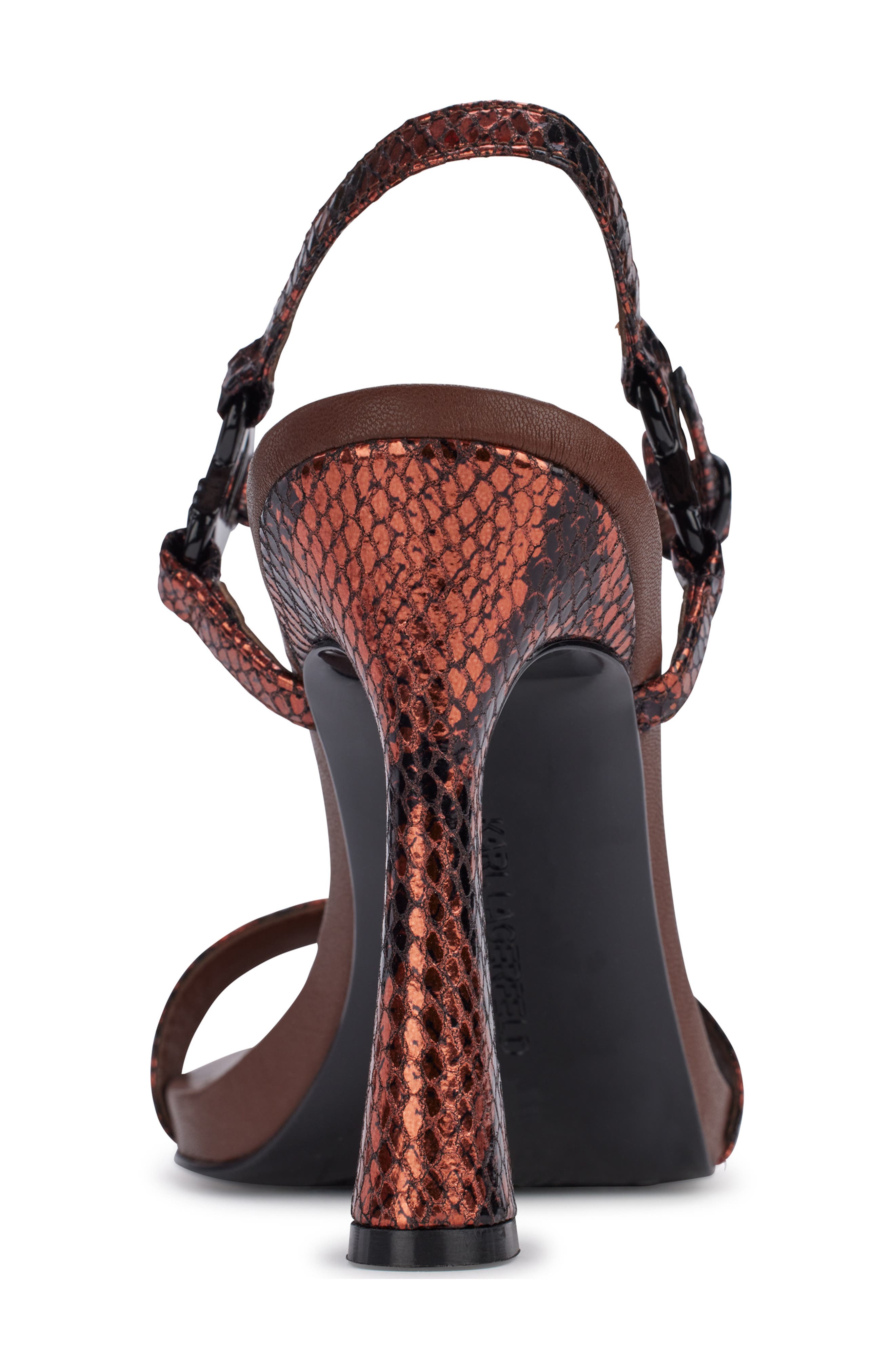 KARL LAGERFELD PARIS Cybil Snakeskin Embossed Ankle Strap Sandal, Alternate, color, 